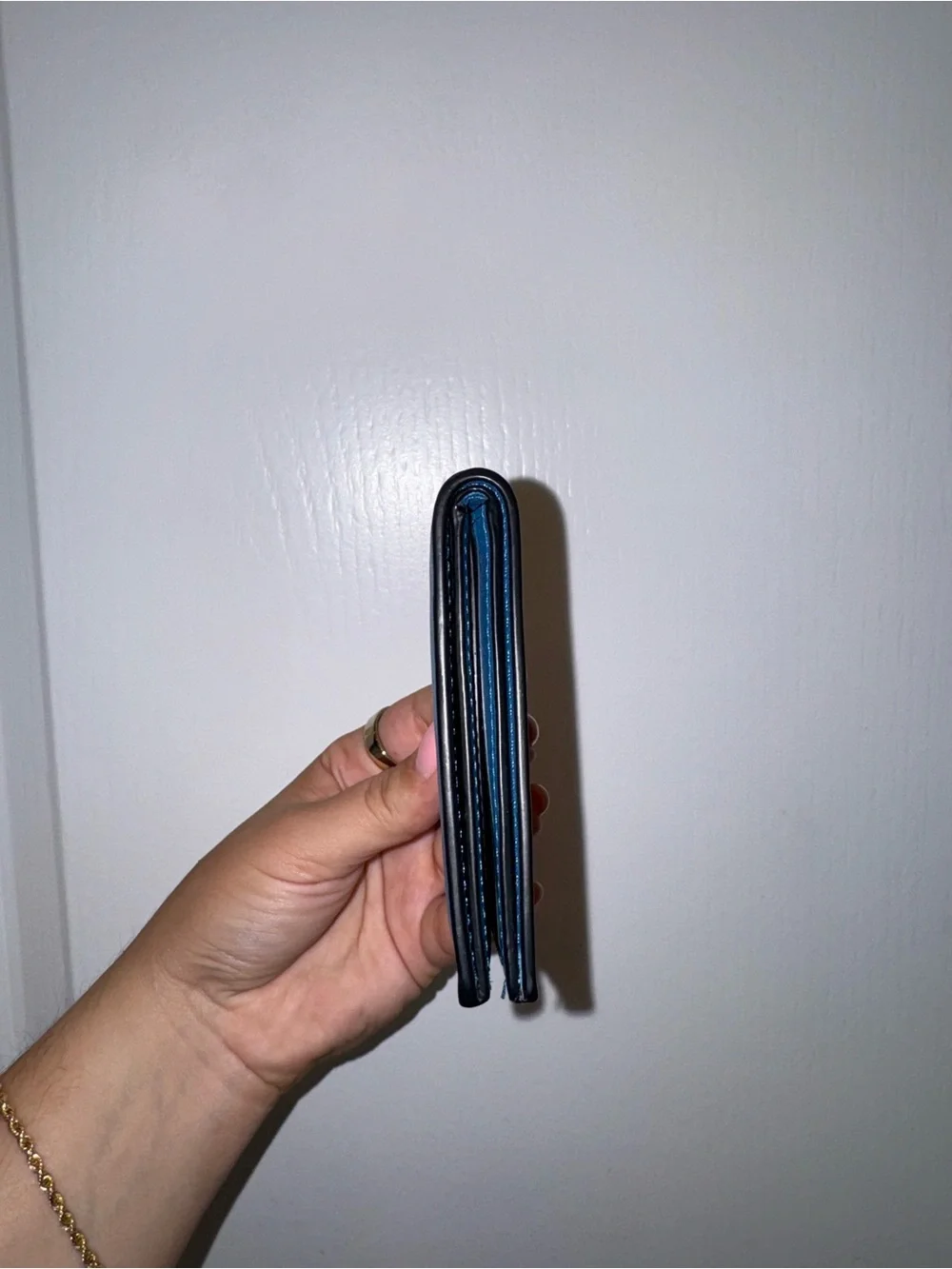 COACH Teal Blue Leather Bifold Card Wallet